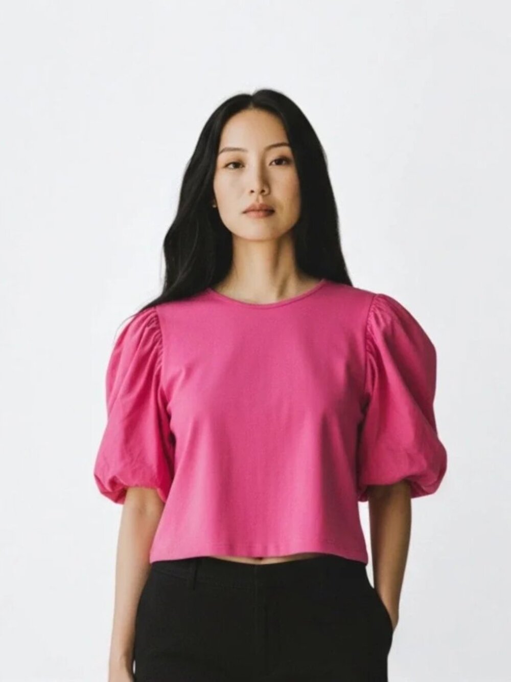 A New‎ Day Pink Puff Sleeve Crew Neck T Shirt, Size 2X